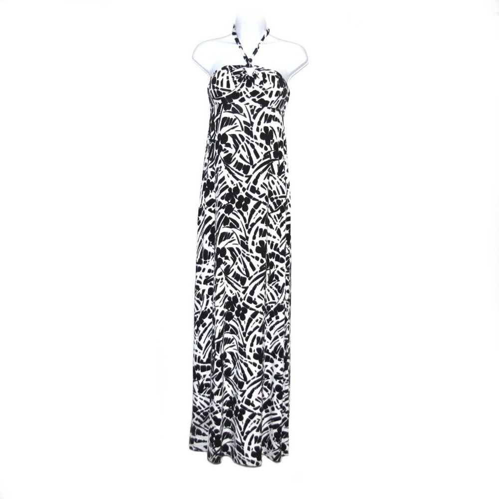 Tommy Bahama Black White Halter Maxi Dress Sz XXS